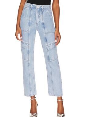 Agolde Cooper Cargo Jeans Rank Blue Size 32 NWT Structured Denim Organic Fabric